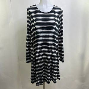 Mud Pie M Dress Tunic Black White Stripe‎ Long Sleeve A-line Basic Stretch